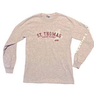 Gildan Adult Small St. Thomas Virgin Islands Grey Heather Long Sleeve T-shirt